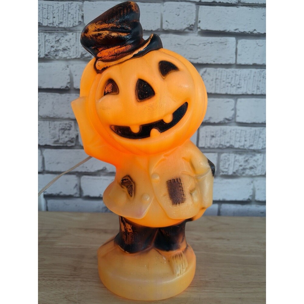 Empire Halloween Pumpkin Man Jack O Lantern Scarecrow Blow Mold Vintage W/Cord